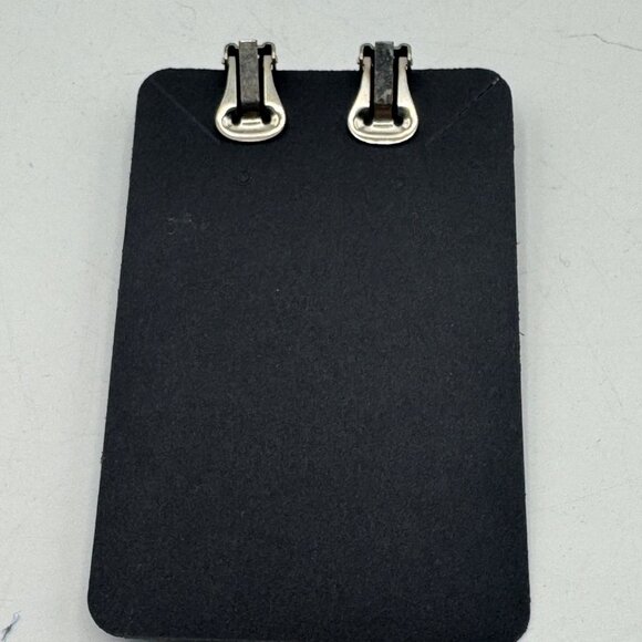 Vintage Silver-Tone Clip-On Earrings With Large Red Rhinestones & Clear Accents - Picture 4 of 4